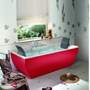 Ванна угловая с аэро и гидромассажем Kali Color Red 180 см
