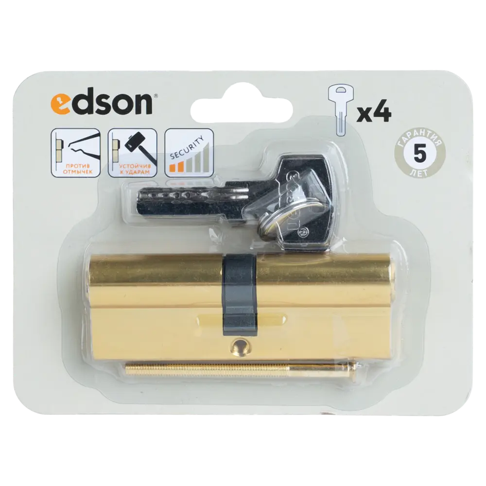 Цилиндр EDS-CYL 45x45 мм ключ/ключ цвет латунь EDSON STLM-2074238 - Вид №4