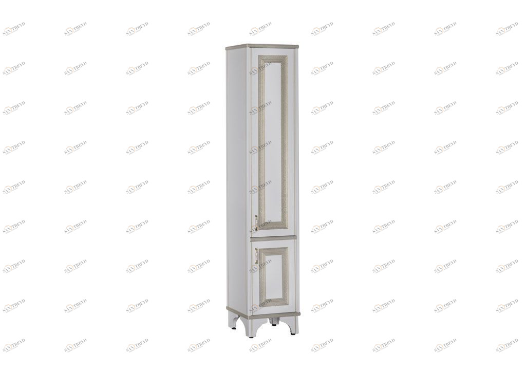 Шкаф-пенал для ванной Aquanet Валенса 40 белый краколет/золото 00182652