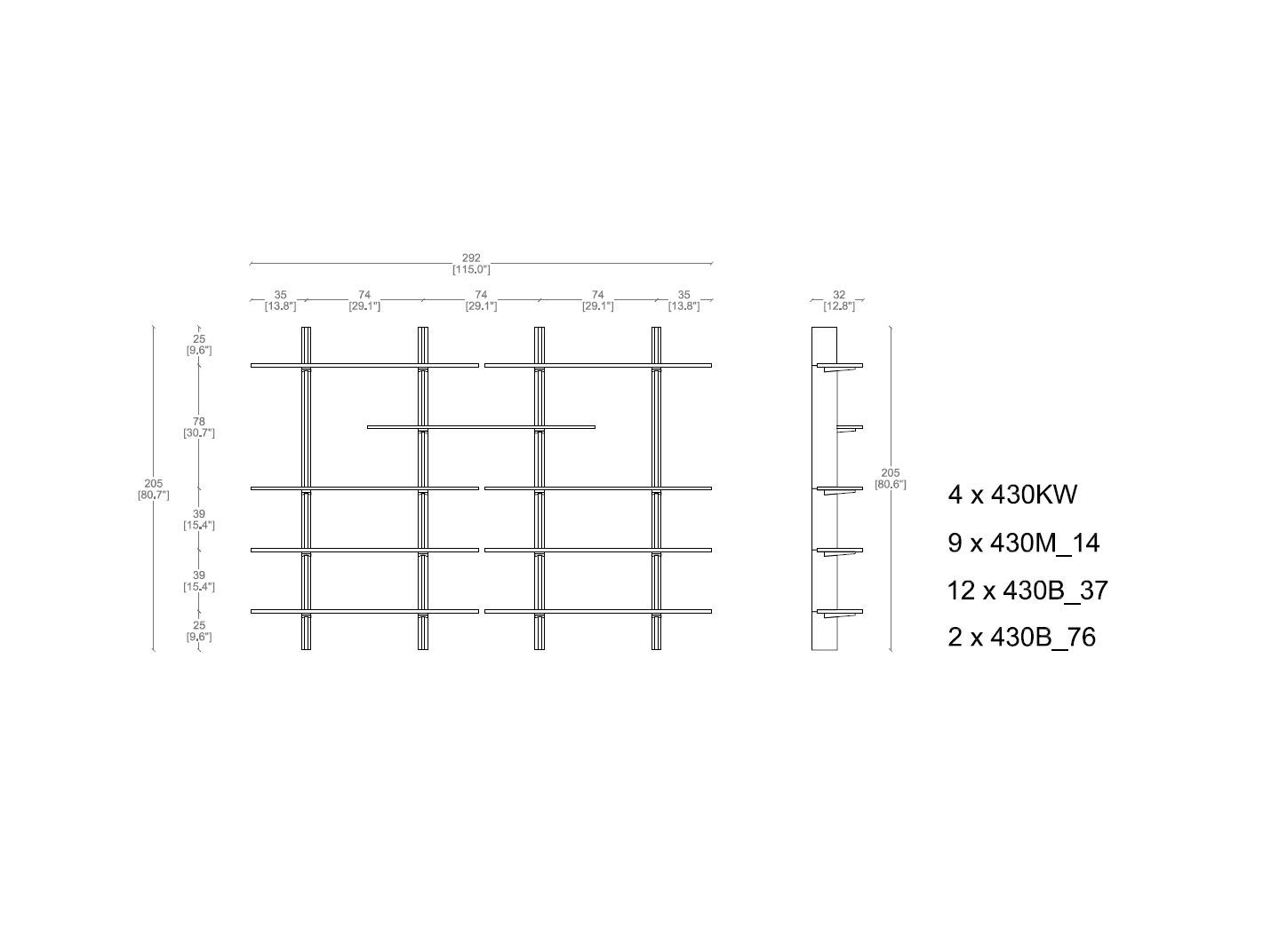 Настенный книжный шкаф из массива дерева CASSINA FF. SPINE ARCH-00040361 - Вид №3