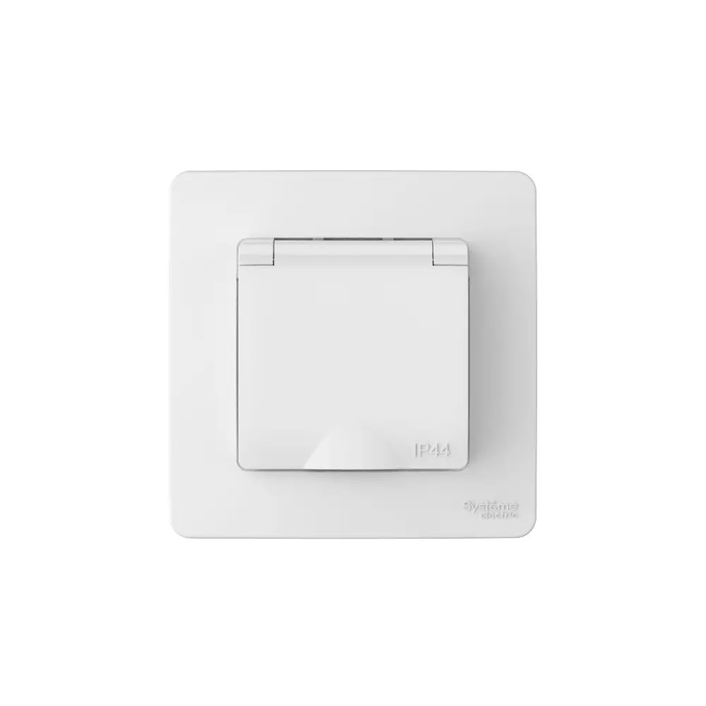Розетка встраиваемая Systeme Electric Blanca с заземлением с крышкой и шторками цвет белый 89373229 STLM-2066338