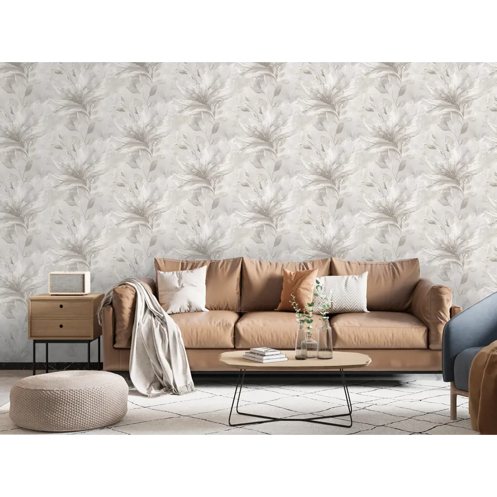 Victoria Stenova Lilian - Флизелиновые обои серо-зеленые с рельефным узором 89346030 STLM-0836868 - Вид №3