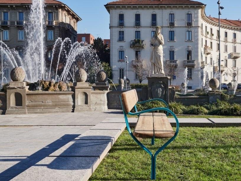 VESTRE Деревянная скамейка в современном стиле с подлокотниками со спинкой Folk sun-id-1465626 - Вид №2