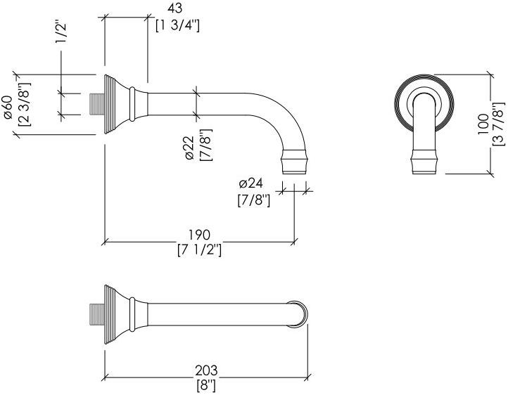 Devon&Devon Стенной излив Black morris Ddmr321cr - Вид №1