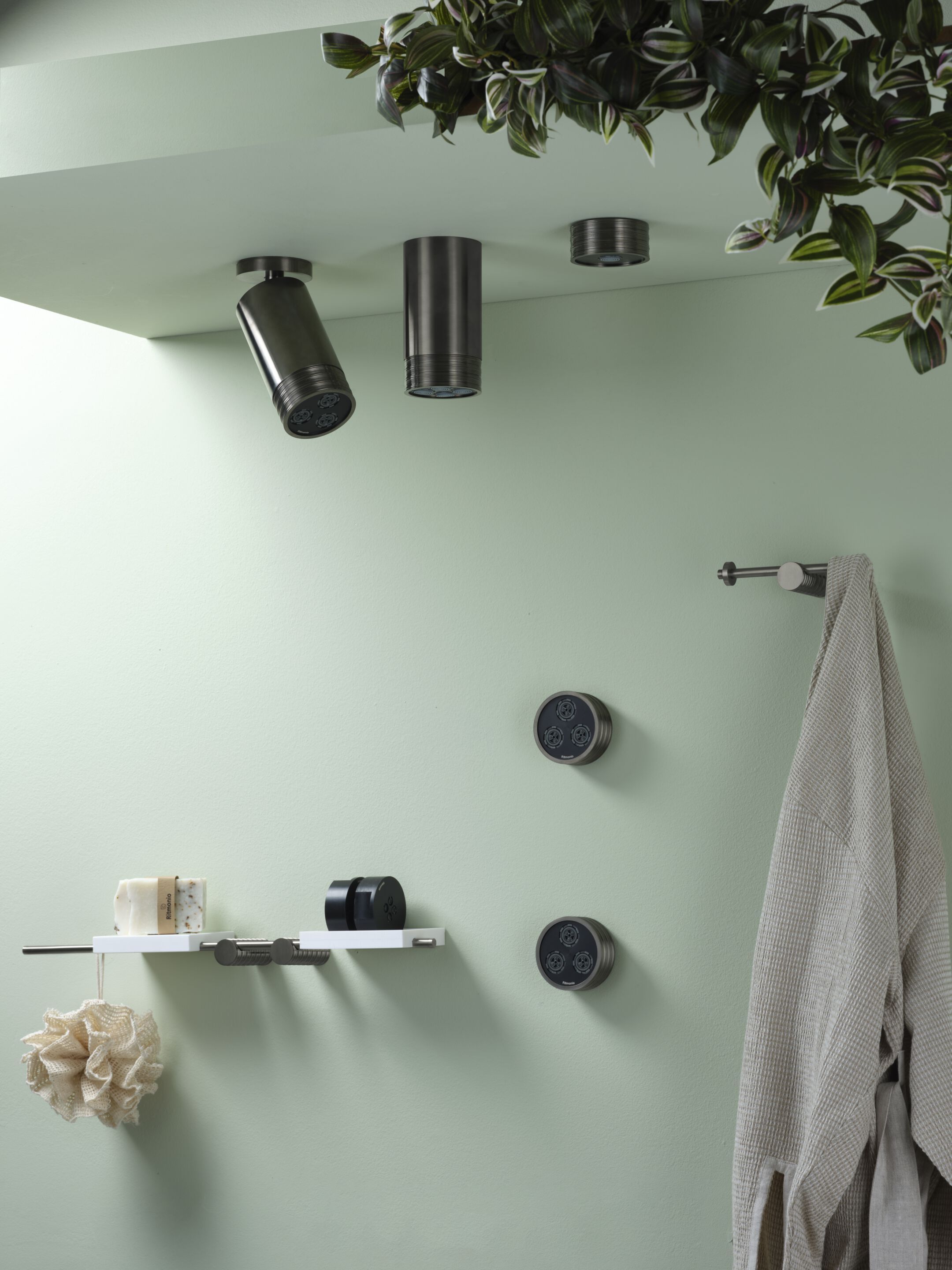 Латунная круглая регулируемая душевая головка с рычагом Ritmonio Diametro35 Wellness Footprinti ARCH-00115931 - Вид №8