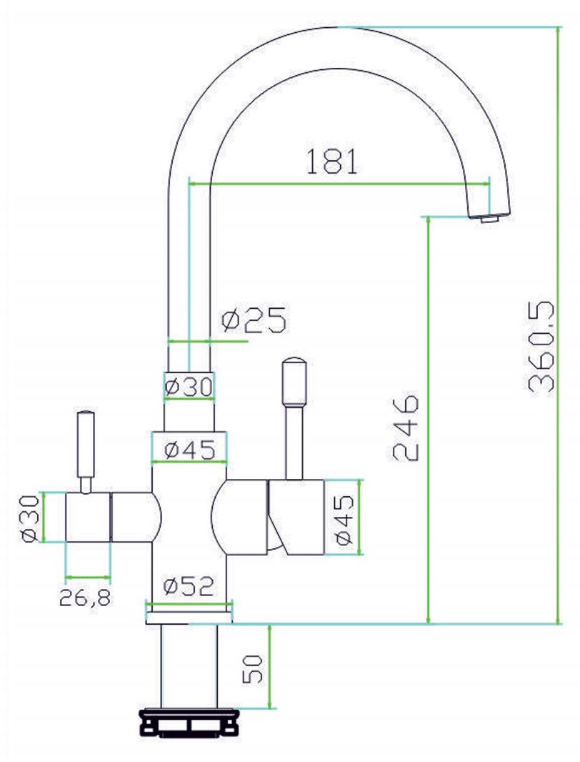 Смеситель ZorG Inox Fontas SZR-1339 для кухонной мойки, сталь - Вид №1