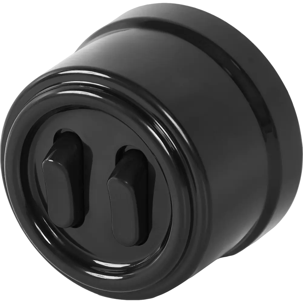 Выключатель двухклавишный Electraline черный глянцевый 84229202 Лофт STLM-0047235