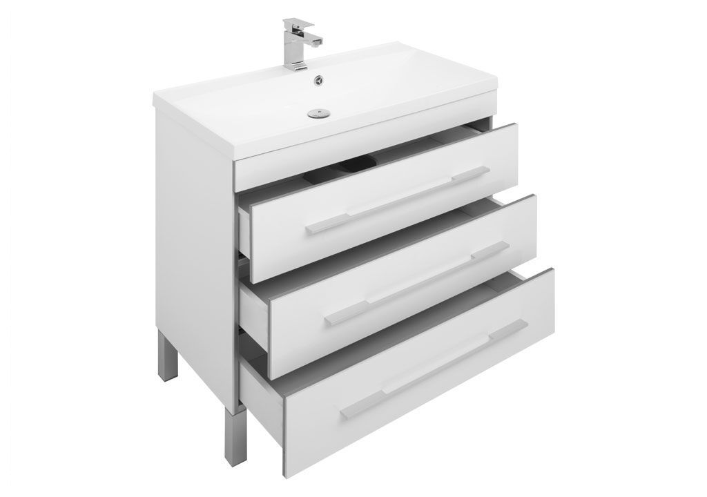Тумба с раковиной Aquanet Верона NEW 90 белый (напольная 3 ящика) 0017847000204119 - Вид №3