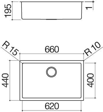 Раковина с одной чашей из нержавеющей стали Barazza R. "15" ARCH-00008924 - Вид №1