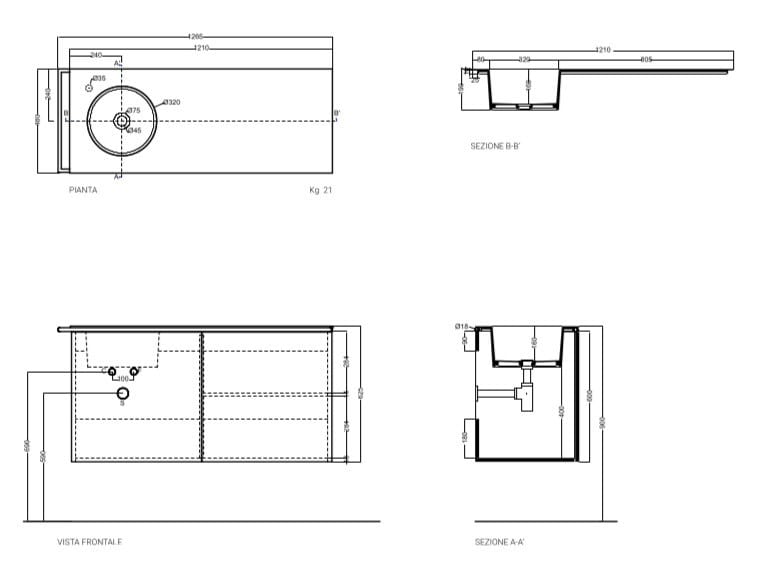 Напольная раковина из ДСП со встроенной раковиной COLAVENE 20.20 Skyland ARCH-00141999 - Вид №4