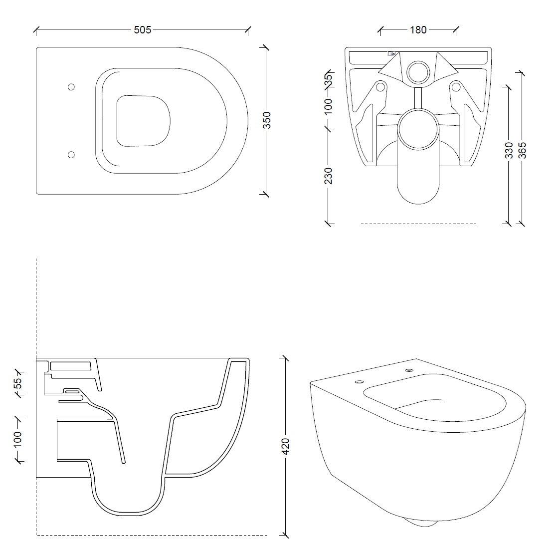 Керамический подвесной туалет Alice Ceramica ARCH-00097032 - Вид №17