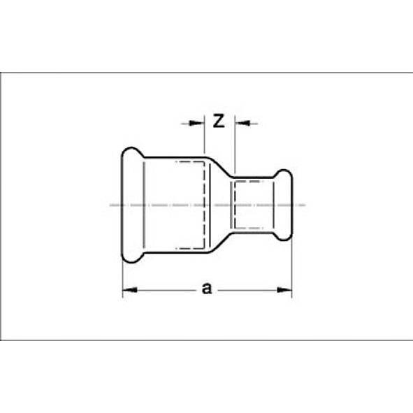 1102402818 SANHA 10240 пресс-фитинг газ, медь, муфта редукцион. ВПр-ВПр 28x18 мм  - Вид №1