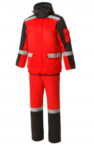 64926 Костюм "Хельсинки" зимний красно-черный с СВП  Зимняя спецодежда  размер 56-58/182-188