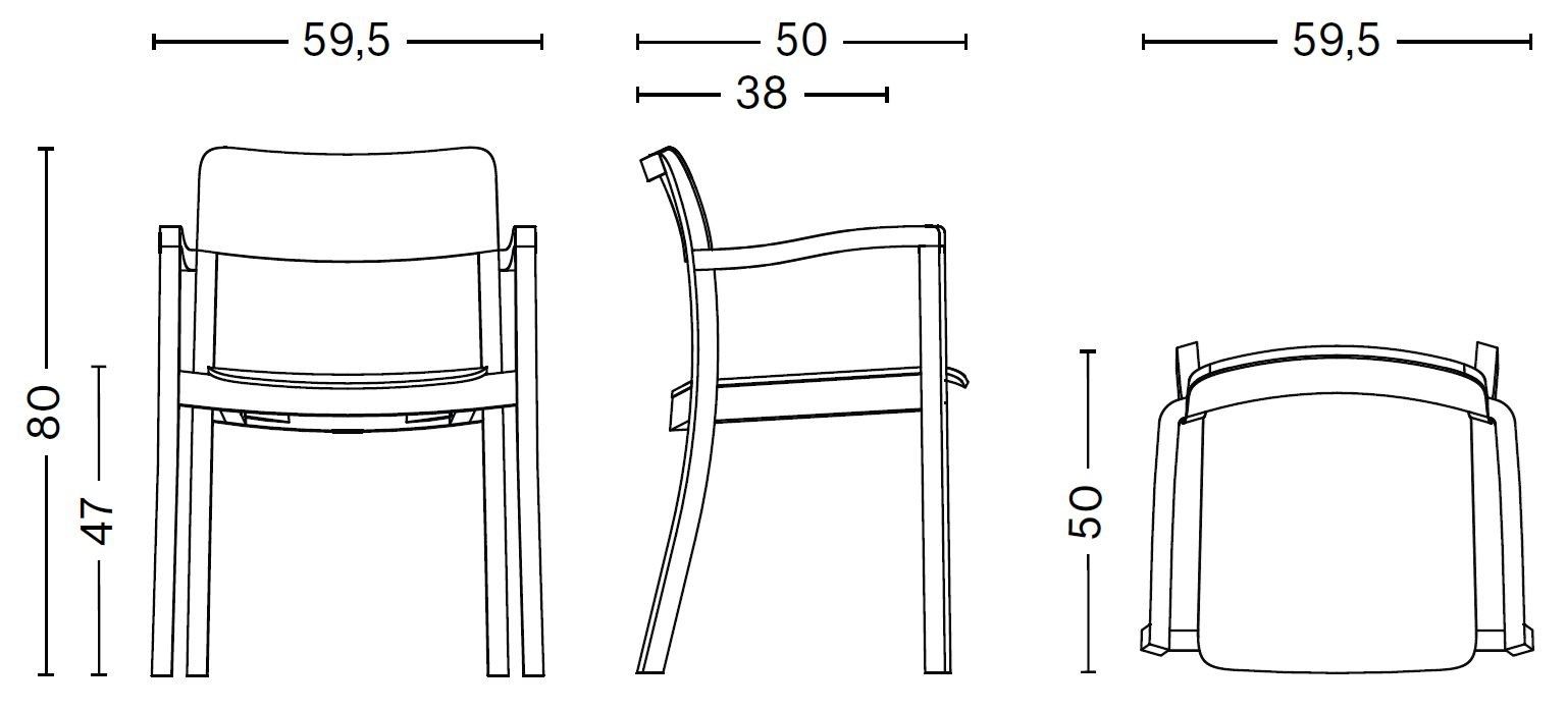 Деревянный штабелируемый стул с подлокотниками Hay Pastis ARCH-00080530 - Вид №32