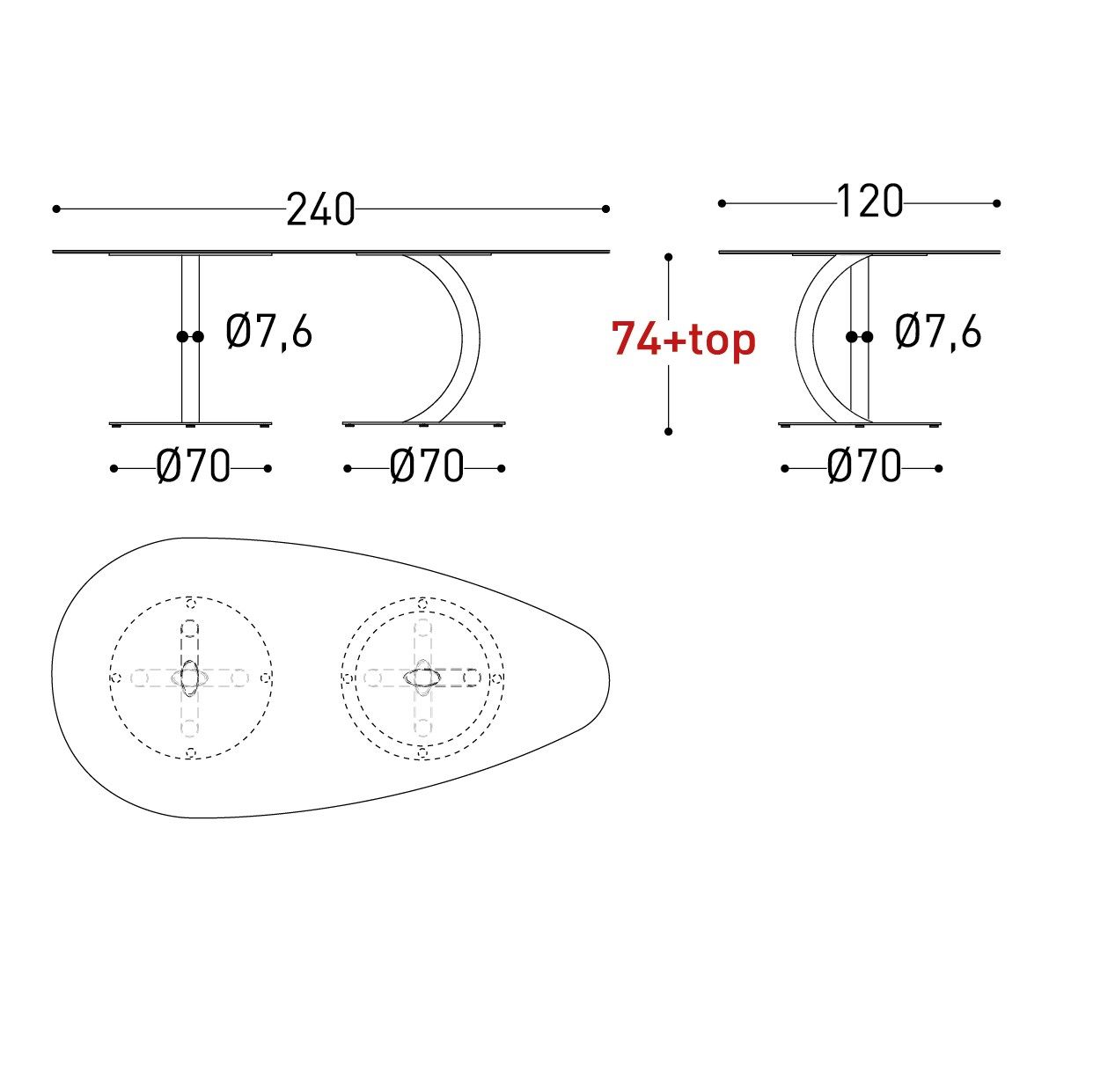 Стальной овальный садовый стол Varaschin Flexion ARCH-00031422 - Вид №3