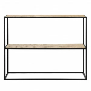 Консоль черная с деревянной столешницей и полкой светлый дуб Rash INTELLIGENT DESIGN  261028 Бежевый;черный