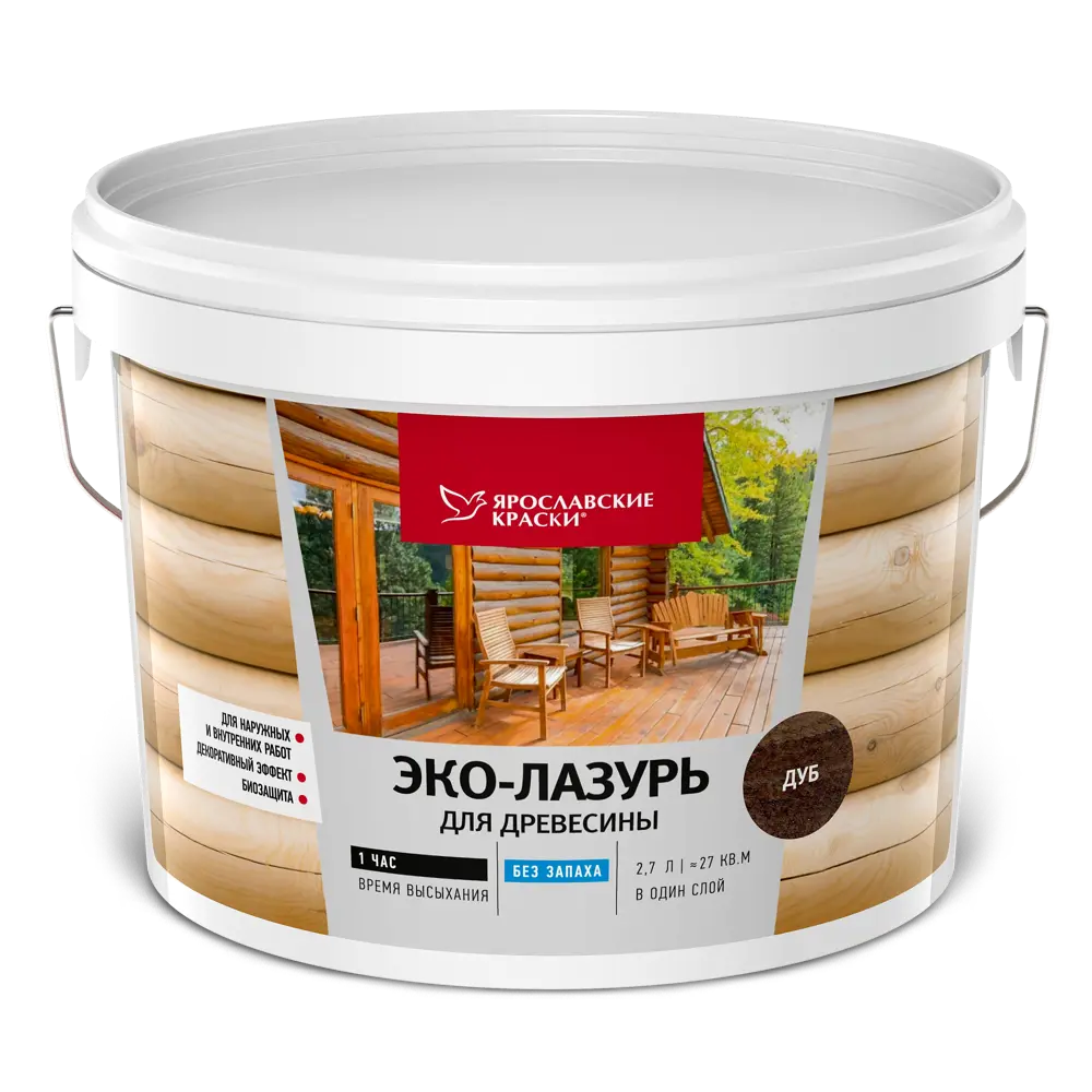 ЯРОСЛАВСКИЕ КРАСКИ Эко-Лазурь для древесины - защита и декор под дуб 2.7 л 83306805 STLM-0040305 - Вид №1