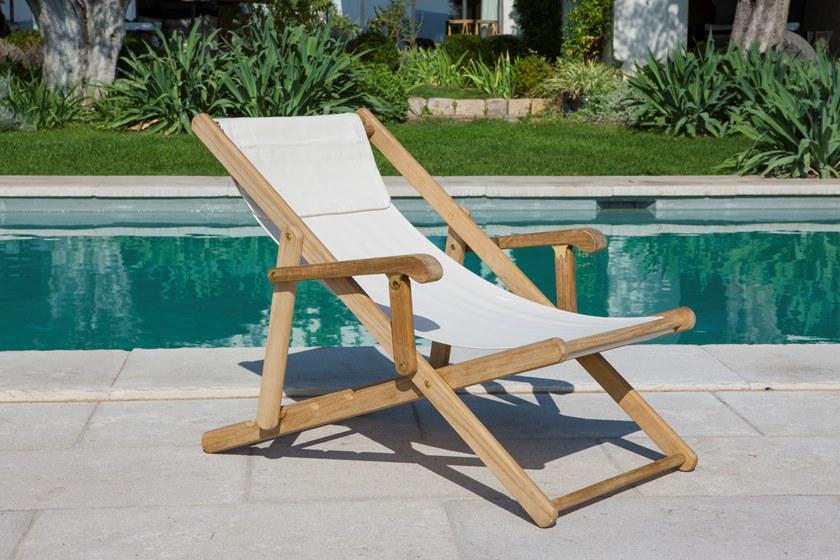 Unopiù Складной шезлонг с подлокотниками из тика и хлопка Milton Cli - Вид №1