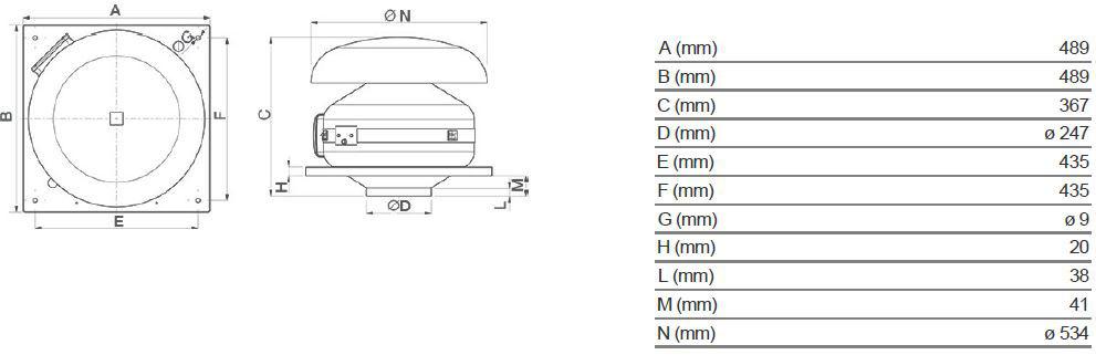 Vortice Центробежный канальный вентилятор для наружной крыши Ca md e rf 16186 - Вид №4