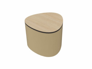 Треугольный журнальный столик из ткани с деревянной столешницей