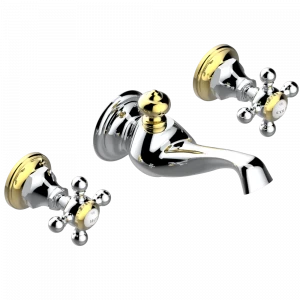 A52-41GB Внешняя часть смесителя встраиваемого в стену для ванны на три отверстия с изливом ГОЛИАФ Thg-paris Broadway Хром-золото