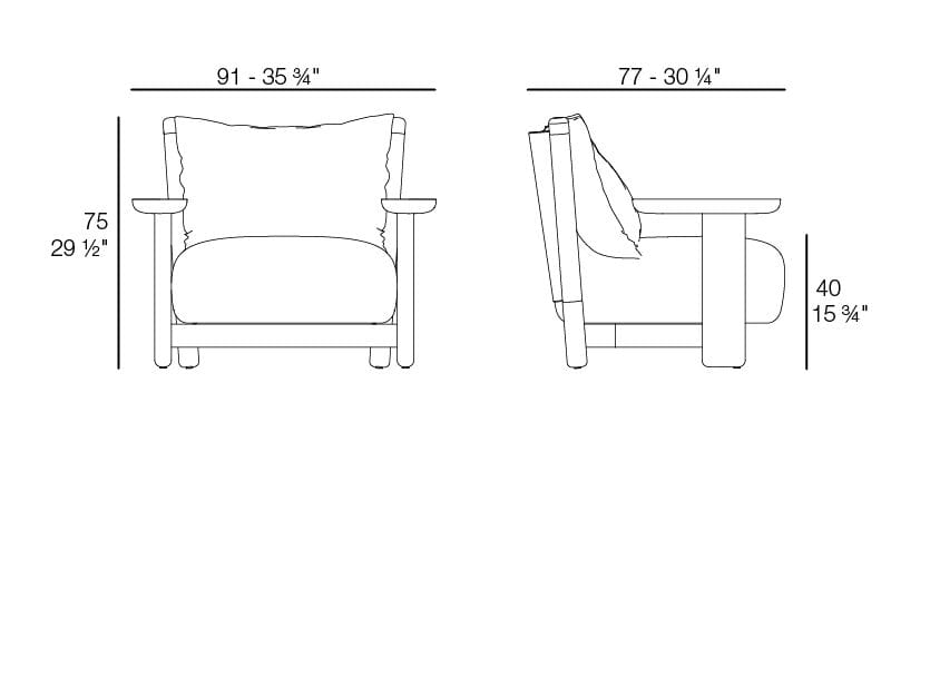 Тканевое садовое кресло с подлокотниками Vondom Milos ARCH-00031599 - Вид №8