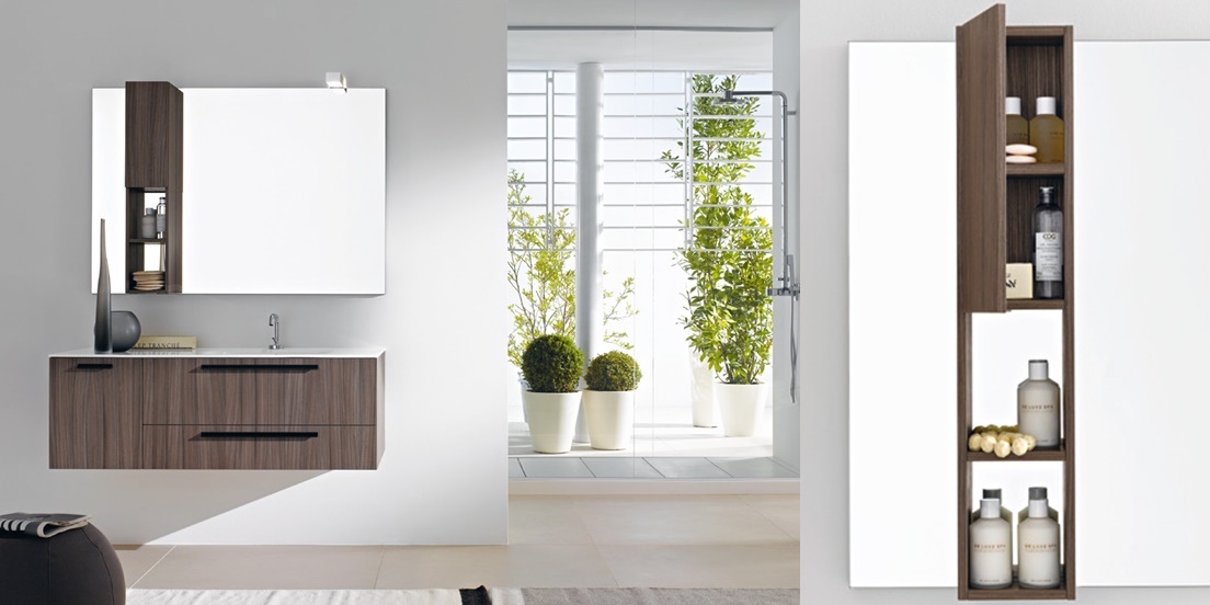 Комбинация ванной комнаты FLY123 в отделке Z41 Bianco / Venato Caffé MILLDUE FLY - Вид №1