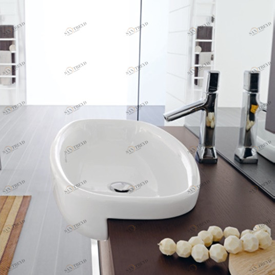 9197 Полувстраиваемая раковина консольная 50 см белая MILLDUE 