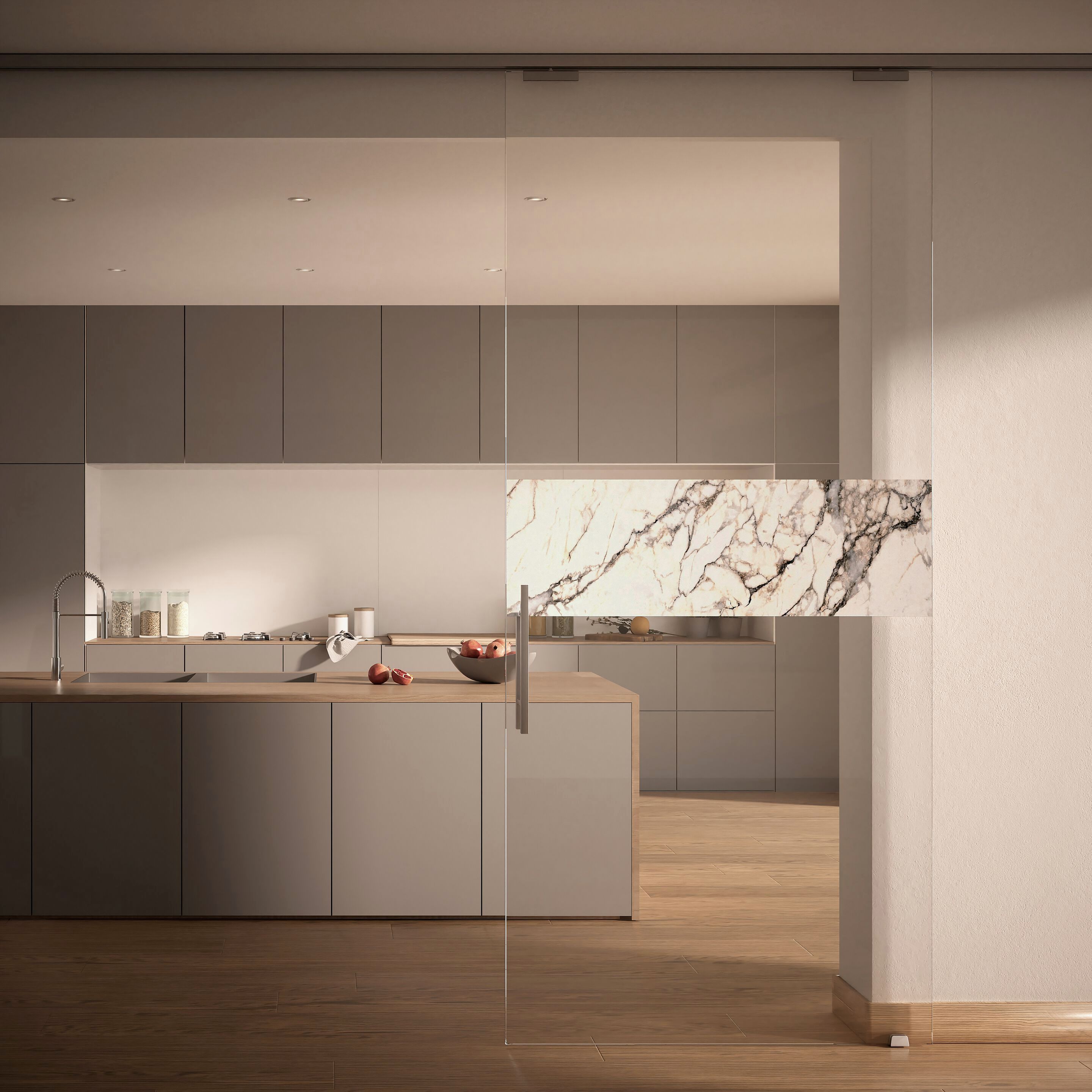 Раздвижная стеклянная дверь с мраморной вставкой DIERRE Lucenti ARCH-00109033 - Вид №2