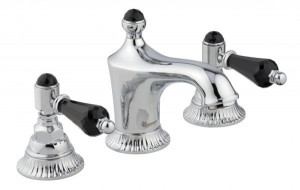 98033LCSWNEOR Смеситель The One для раковины на 3 отверстия. Черные кристаллы Swarovski, цвет золото