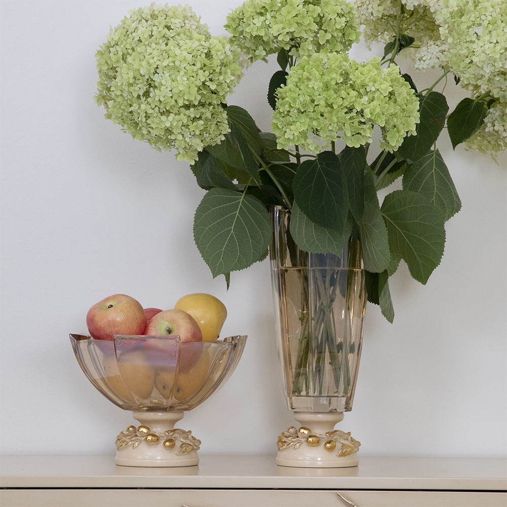 52104 Ваза Oliva Branch Gold Айвори BOGACHO 4627179659998