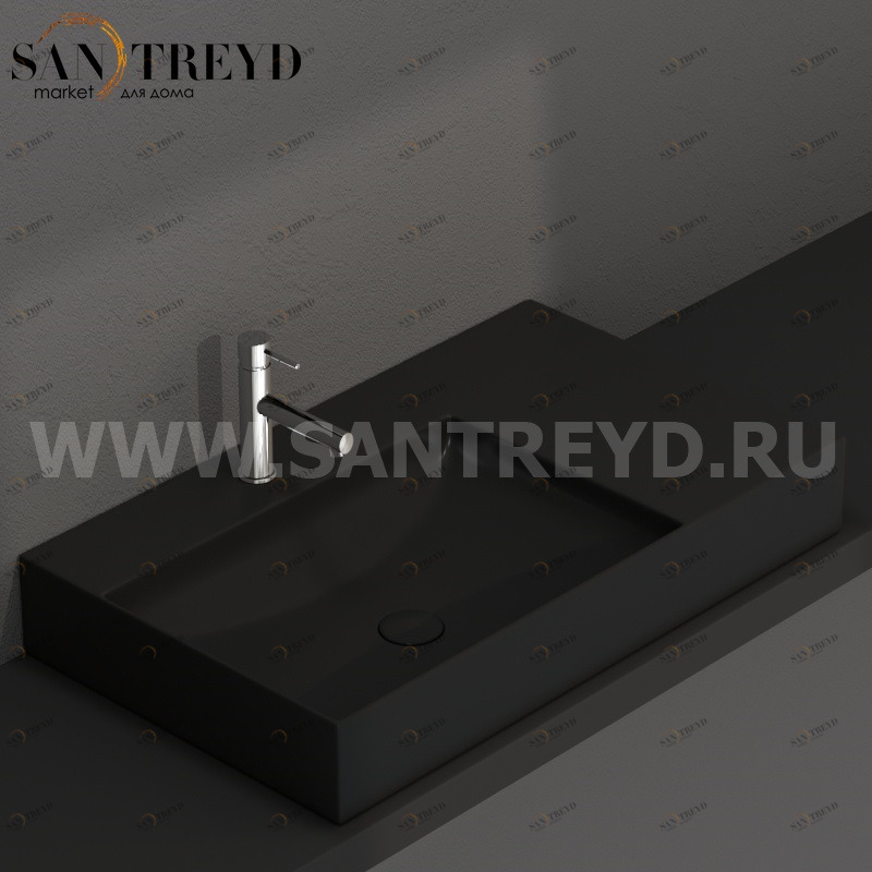 B6R80SAR Подвесная раковина настенная прямоугольная Ceramica Globo T-EDGE черная