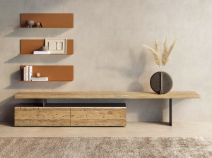 Деревянный низкий ТВ-шкаф