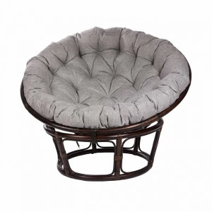 Кресло круглое из ротанга с подушкой орех Papasun Chair IMPEX  00-3885602 Коричневый;серый