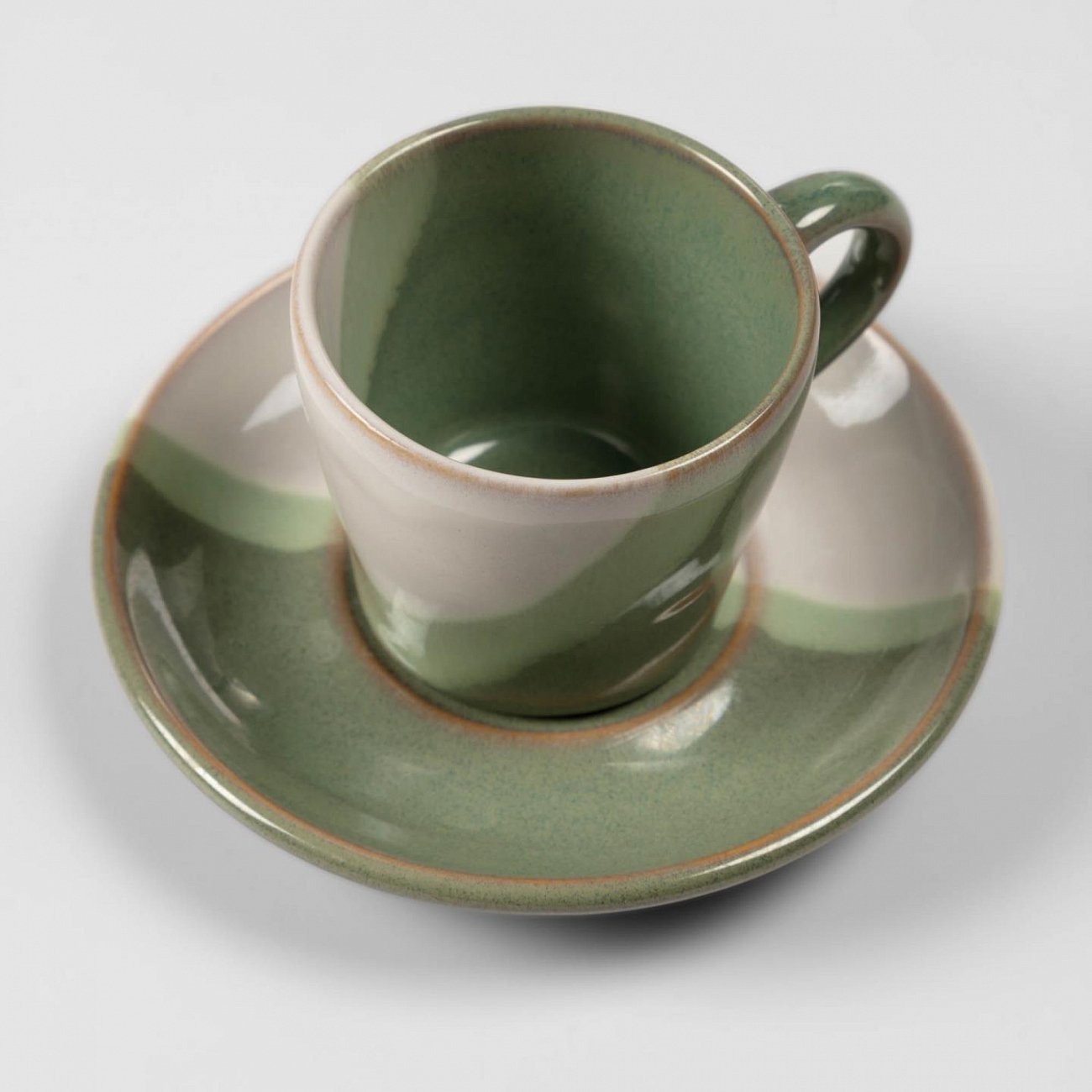 Кофейная чашка керамическая зеленая с блюдцем Naara от La Forma LA FORMA NAARA 00-3865121 Зеленый  - Вид №3