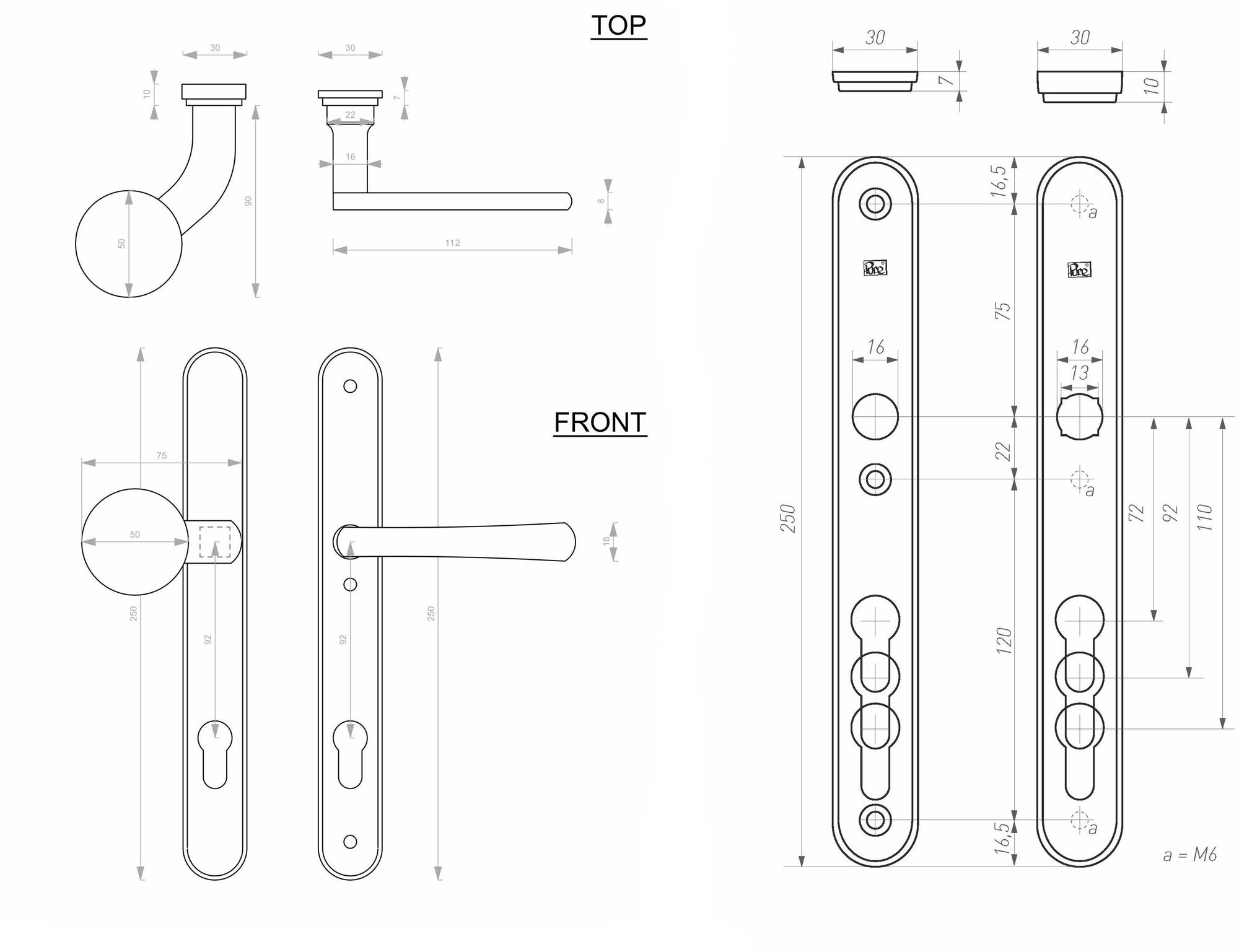 Dauby Ручка для входных дверей из бронзы с сатинированной отделкой Pure® 15171 - Вид №1