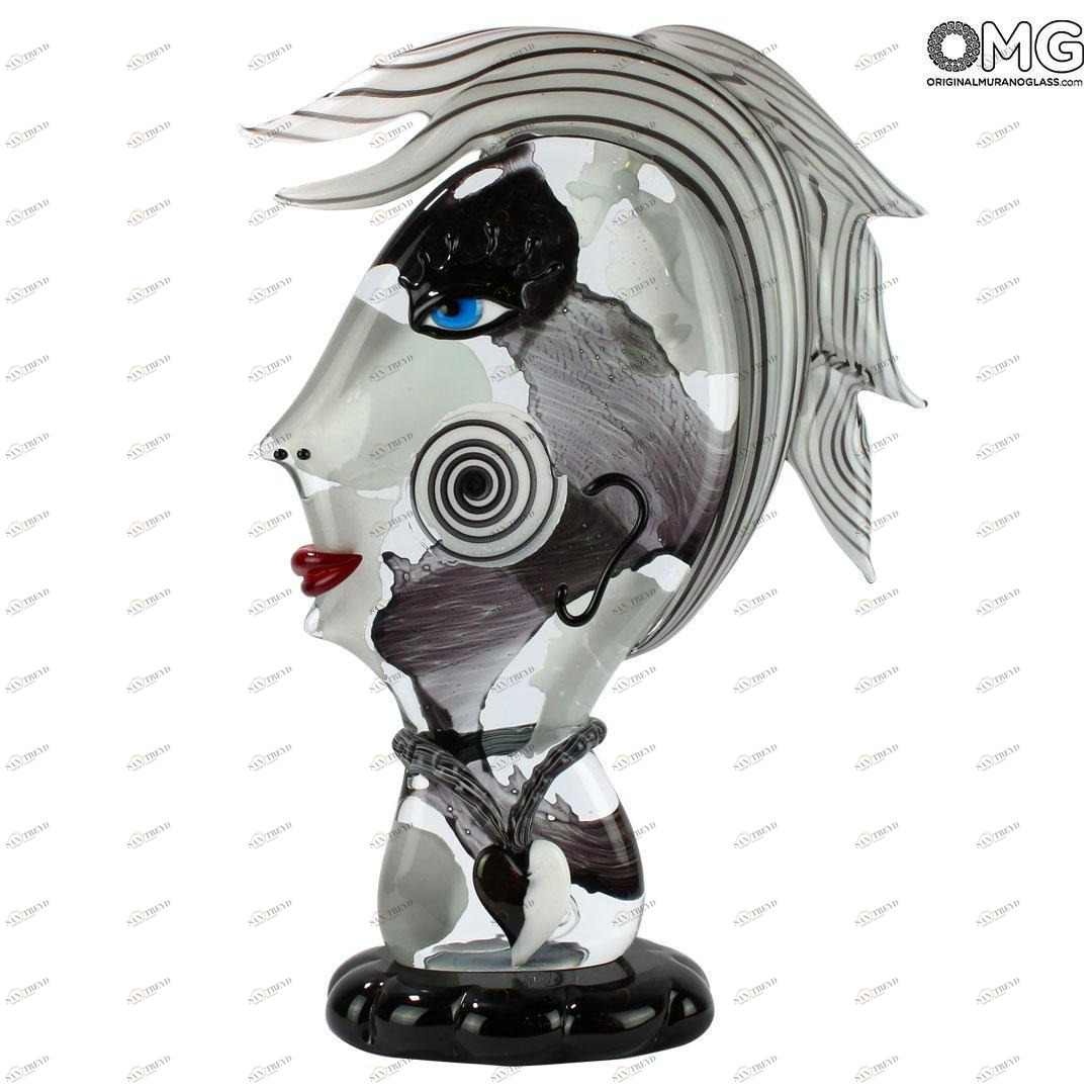 4699 ORIGINALMURANOGLASS Скульптура Голова Женщины - Pop Art - Original Murano Glass OMG 34 см PICASSO