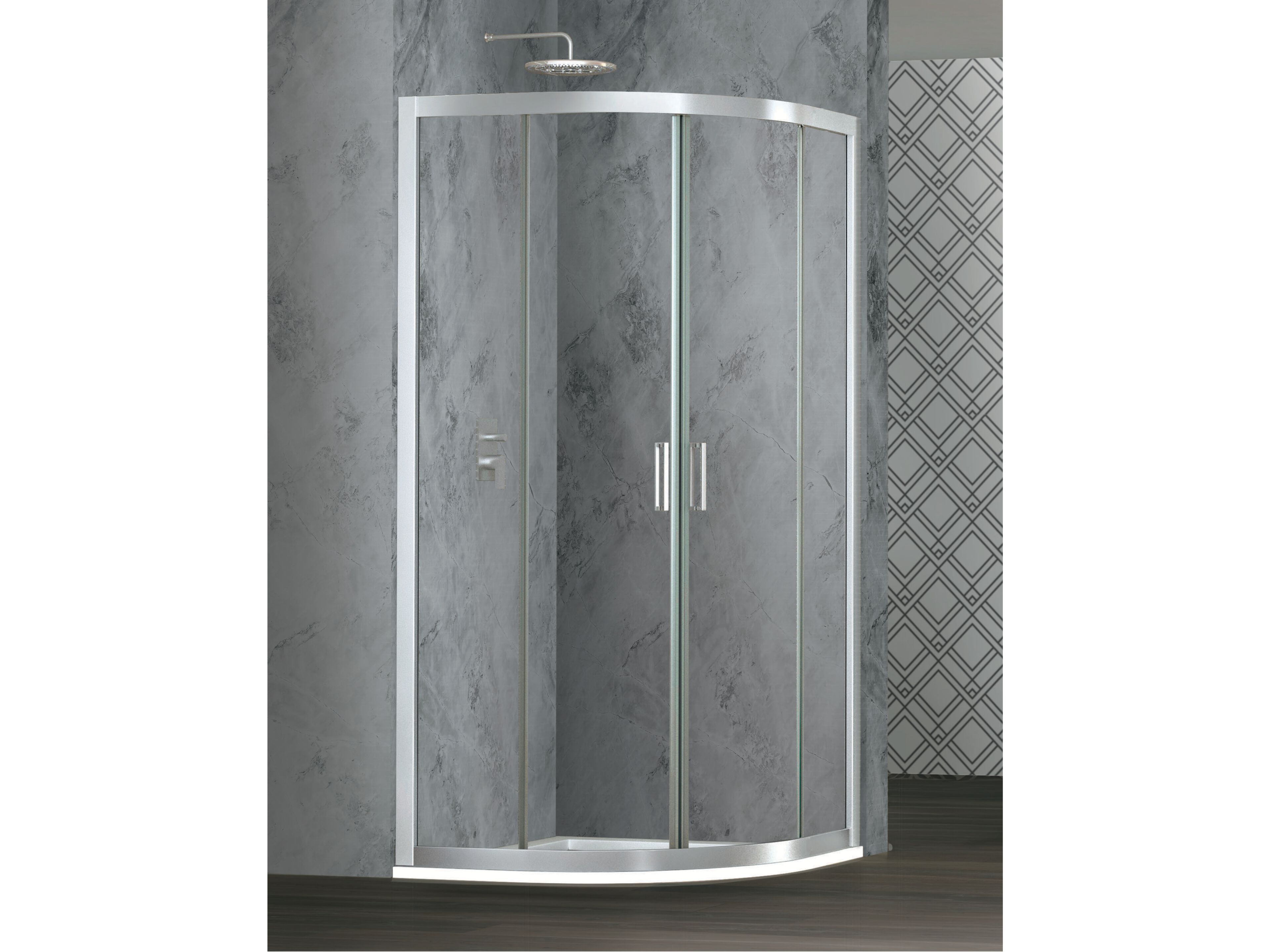 Полукруглый Кристалл душевая кабина с раздвижной дверью Metidea платина ARCH-00022218 - Вид №1