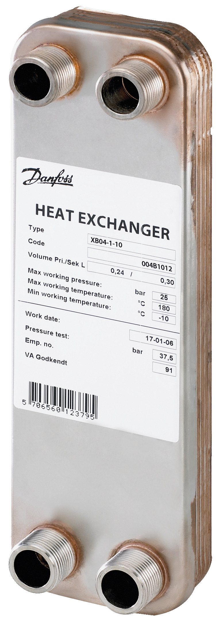 Danfoss Паяный пластинчатый теплообменник серии XB04 XB 04-1 30 паяный пластинчатый теплообме 004B1019  - Вид №2