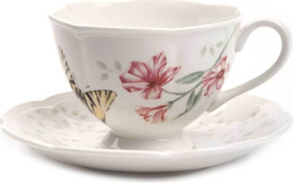 10554192 Lenox Чашка чайная с блюдцем Lenox "Бабочки на лугу.Бабочка-Парус" 240мл Фарфор 