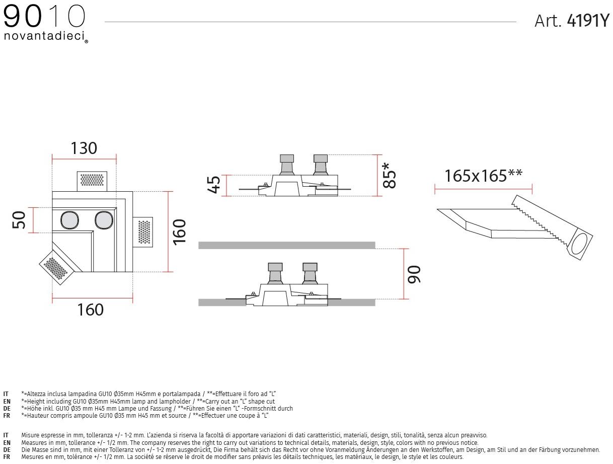 9010 novantadieci Встраиваемый потолочный светильник led из cristaly®  4191y  - Вид №1