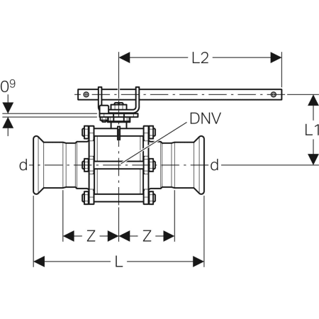 92103 Шаровой кран Geberit Mapress из нержавеющей стали с рукояткой, с двумя пресс-соединениями Geberit  - Вид №7
