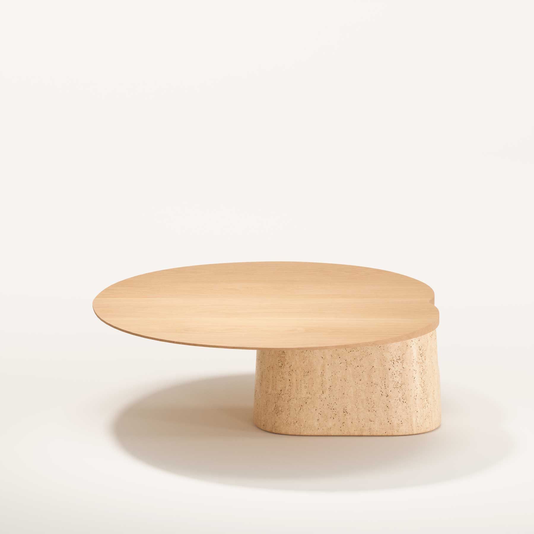 Низкий овальный журнальный столик из дерева и травертина Wewood Anchor ARCH-00091097 - Вид №3