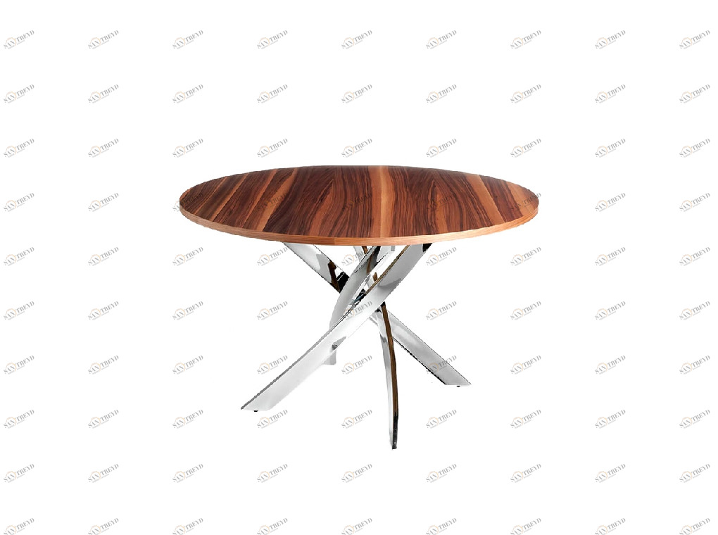 Обеденный стол круглый деревянный коричневый 130см F2133 от Angel Cerda ANGEL CERDA  00-3865603 Орех;коричневый;хром 