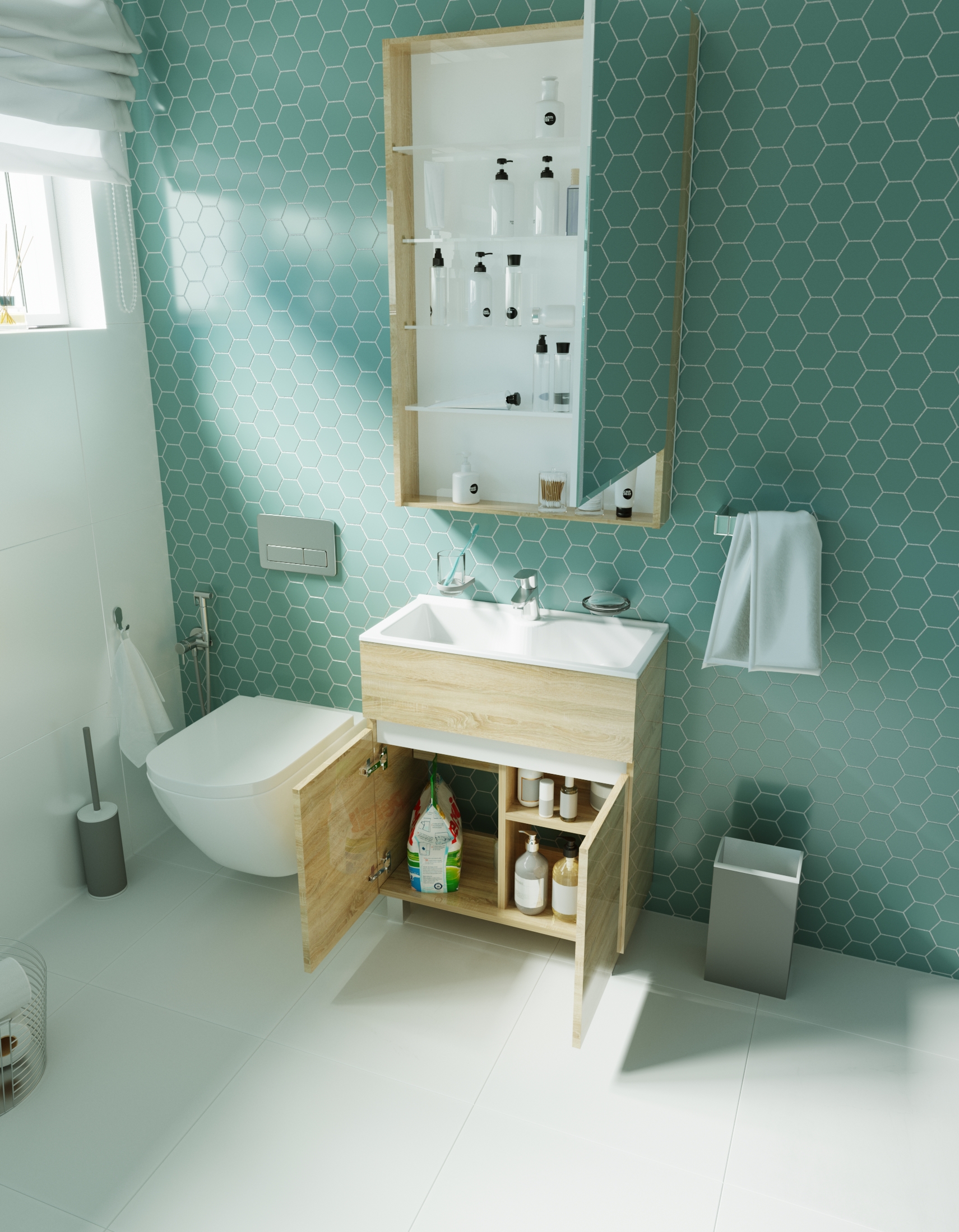 У83303 Тумба с раковиной Mira 60Н 2д. Дуб Сонома 1 Marka MIRA - Вид №3