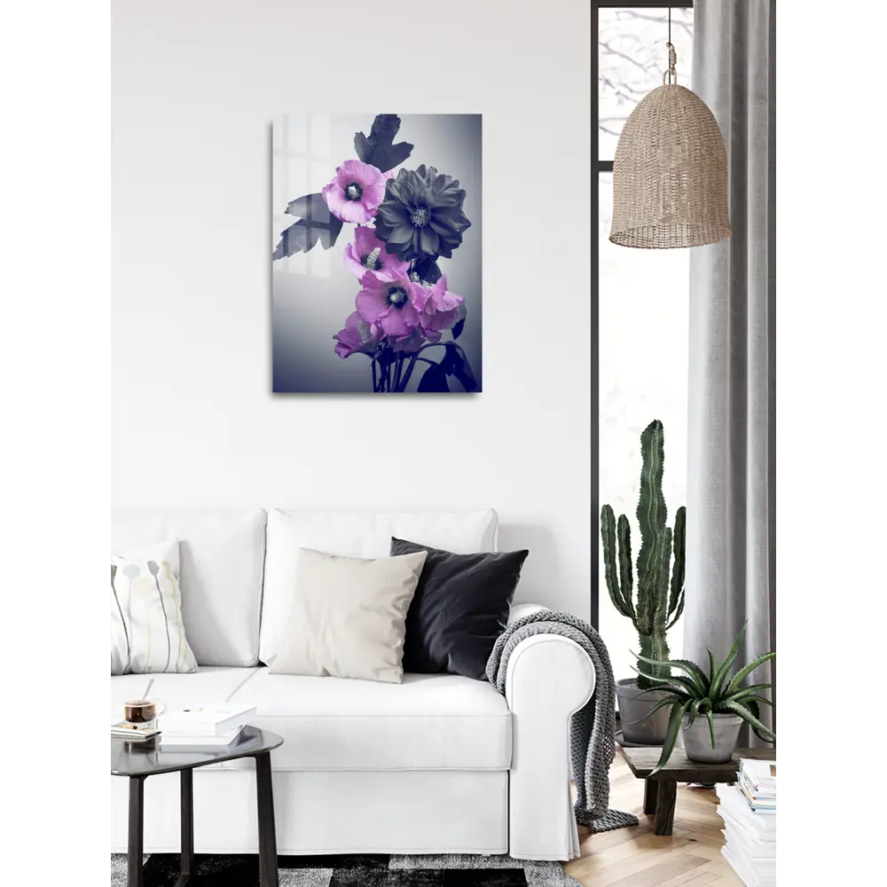 Картина на стекле "Цветы сиренево-серые" 60x80 см 82924211 STLM-2036770 ARTABOSKO  - Вид №3