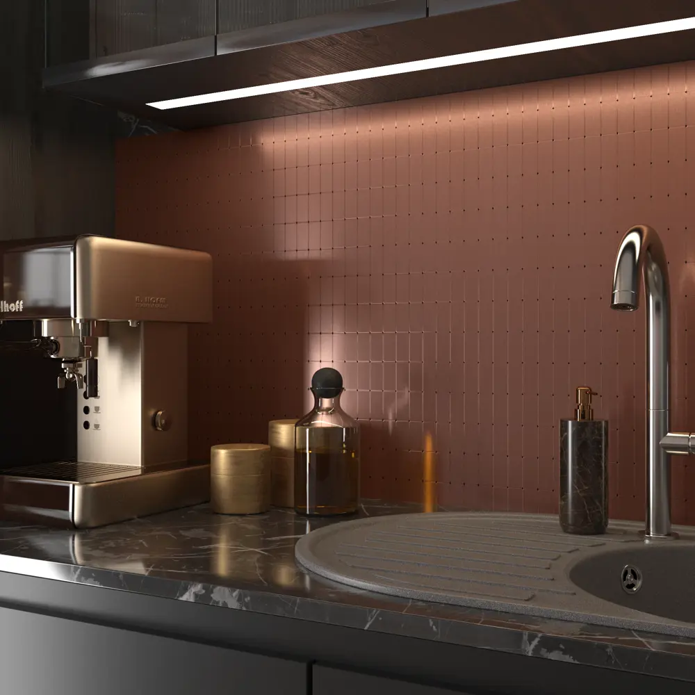 Мозаика алюминиевая Artens Tara 30.6x29.6 см цвет розовое золото Самоклеющийся STLM-2127634 - Вид №4