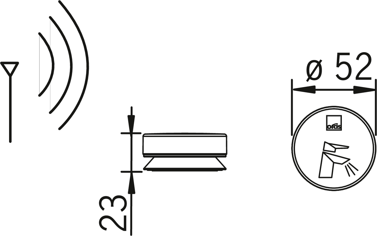 Oras 272000 Смарт-кнопка, 3 V 272000 Optima Хром  - Вид №1