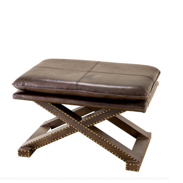 Пуфик кожаный коричневый Brookfield от Eichholtz EICHHOLTZ ДИЗАЙНЕРСКИЕ, EICHHOLTZ 061307 Коричневый  - Вид №1