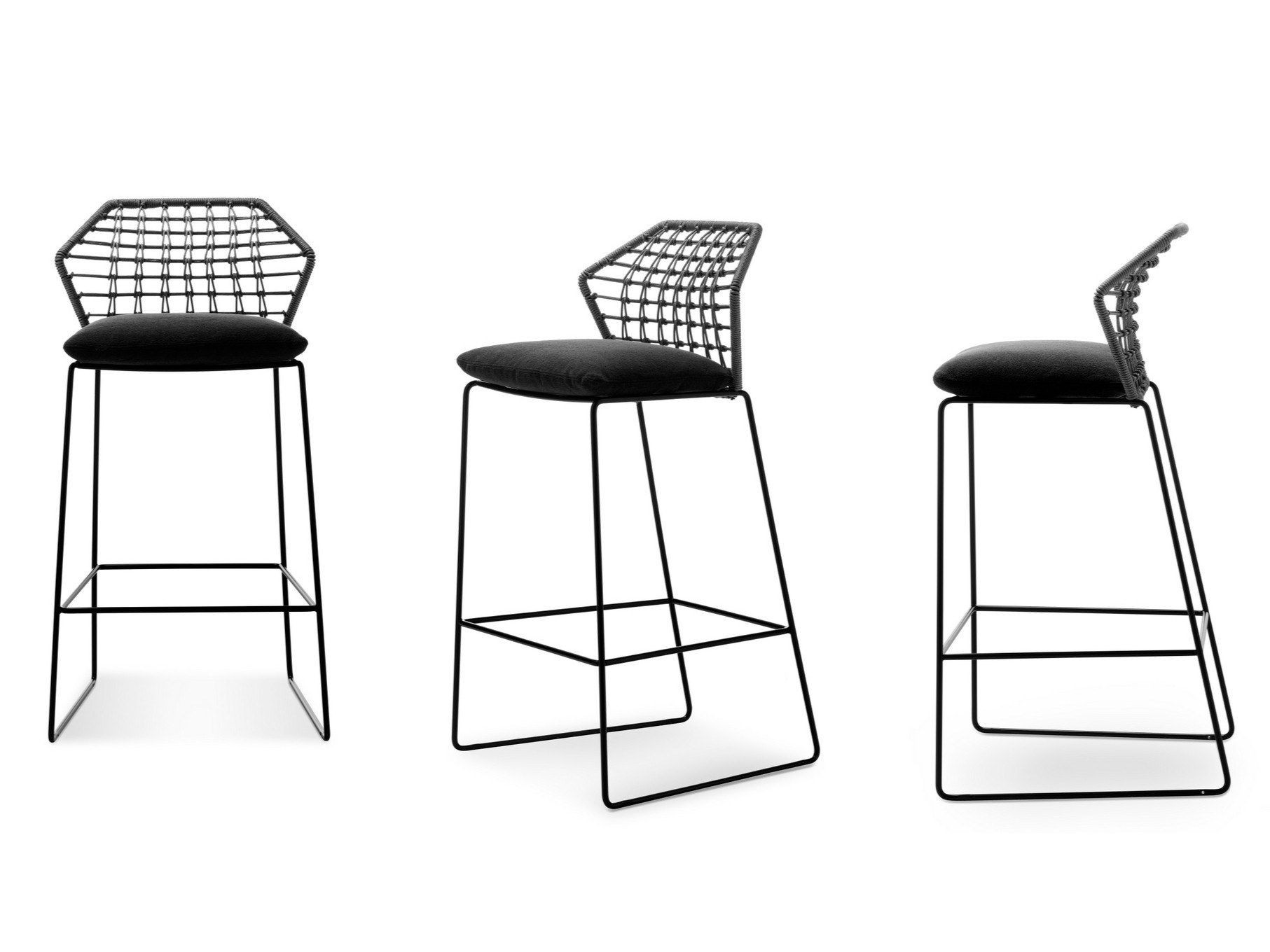 Высокий садовый стул из полиэтиленовой ткани и веревки Saba Italia Нью-Йорк ARCH-00113829 - Вид №2